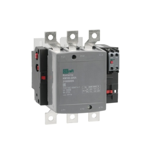 Контактор 225А 220В_АС АС3_ АС4 1НО+1НЗ КМ-102 | код 21955DEK | DEKraft Контактор 225А 220В_АС АС3_ АС4 1НО+1НЗ КМ-102 | код 21955DEK | DEKraft
