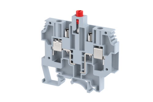 Клемма проходная винтовая 6 мм2 под предохранитель, на 2 подключения, с пружинной опорой, красная KUPTD6S(R) | код 1504260002 | Elmex