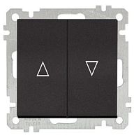 21 - Выключатель для управления рольставнями, пруж. зажимы, черный мат | код 2100-406-0184 | Mutlusan