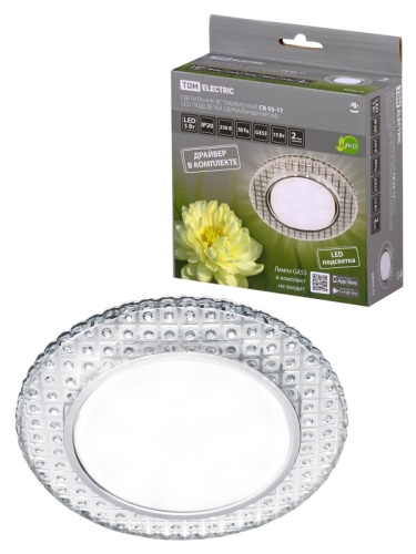 Светильник встраиваемый СВ 03-17 GX53 230В LED подсветка 5 Вт зеркальный/хром TDM | код SQ0359-0153 | TDM Светильник встраиваемый СВ 03-17 GX53 230В LED подсветка 5 Вт зеркальный/хром TDM | код SQ0359-0153 | TDM