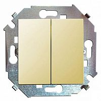 Выключатель 2-клавишный кнопочный 15, скрытый монтаж, шампань | код. 1591398-034 | Simon