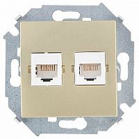 Розетка компьютерная 2xRJ45 Cat.5 15, шампань | код. 1591593-034 | Simon