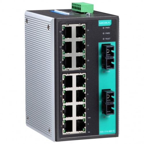 Коммутатор EDS-316-MS-SC Ethernet Switch 14 10/100BaseT(X) ports, 1 multi mode,1 single mode, 100Base, 40 | код 00-01165421 | MOXA