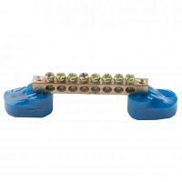 Шина N нулевая 6х9мм на двух угл. изоляторах 8 групп (ANDELI) | код ADL16-307 | ANDELI