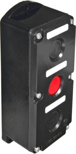 Пост кнопочный ПКЕ222-3, два толкателя цилиндрических черных, один толкатель цилиндрический красный, 3 места, пристраиваемый, 1з+1р, IP54, У3 | код A8303-80076549 | РЕЛЕ И АВТОМАТИКА