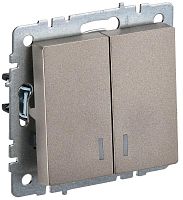 BRITE Выключатель 2-клавишный с индикацией 10А ВС10-2-1-БрШ шампань | код BR-V20-1-10-K37 | IEK