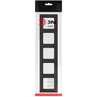 Рамка для розеток и выключателей Серия 12 12-5205-06 на 5 постов, Классик, чёрный | код Б0067756 | ЭРА