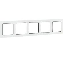Стокгольм Рамка 5-местная белая с линией цвета черный EKF | код EAM-G-306-10 | EKF