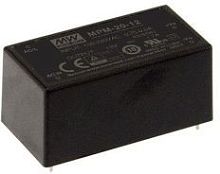 Источник питания AC-DC, 21.6Вт, вход 80...264В AC 47...440 Гц, выход 12В/1.8А, изоляция 4000В AC, в кожухе 52.4х27.2х24мм, -35...+85C | код MPM-20-12 | MeanWell