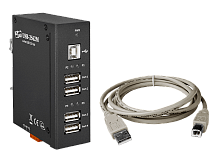 USB-2562M CR 4-port Metal Industrial USB 2.0 Hub (RoHS) Includes CA-USB18 Cable (USB 2.0 A-Male to B-Male Cable, 1.8 M) | код 00-06141066 | ICP DAS