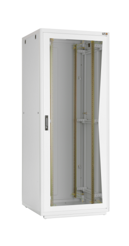 Шкаф напольный 19, 24U, стеклянная дверь, Ш600хВ1265хГ800мм, в разобранном виде, серый | код TFR-246080-GMMM-GY | TLK