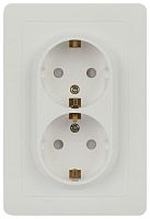 Розетка 2-м СП Style 7-208-01 16А 250В IP20 2х2P+E Schuko с заземл. защ. шторки бел. | код Б0060625 | Intro