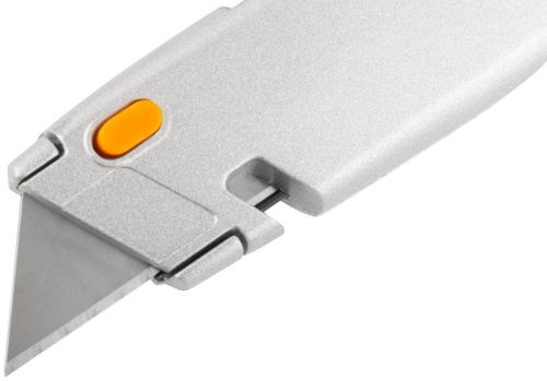 Нож для напольных покрытий серый, металлический корпус, кассета 4 лезвия | код 10342 | FIT фото 6