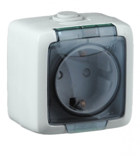 Розетка наружная с заземлением без шторок белая IP44 | код РА16-211 | HEGEL Розетка наружная с заземлением без шторок белая IP44 | код РА16-211 | HEGEL