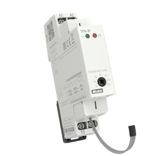 Реле контроля температуры в диапазоне 0...+6oC, фикс. гистерезис, датчик температуры в компл., питание AC/DC 24-240V TER-3F | код 3844 | Elko ep