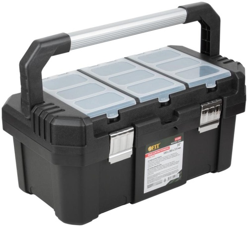 Ящик для инструмента пластиковый 20дюйм 500х280х225мм металл. замки. алюм. ручка FIT 65589 Ящик для инструмента пластиковый 20дюйм 500х280х225мм металл. замки. алюм. ручка FIT 65589