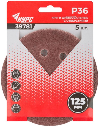 Круги шлифовальные с отверстиями (липучка), алюминий-оксидные, 125 мм, 5 шт Р 36 | код 39781 | FIT фото 3
