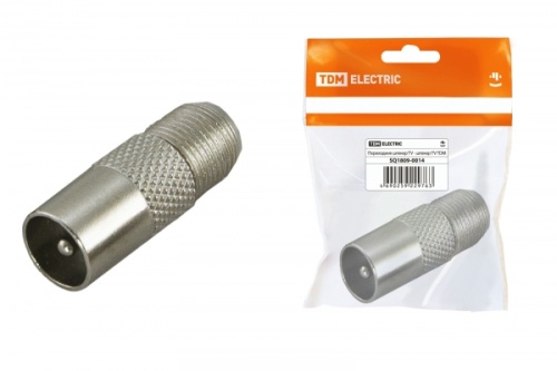 Переходник штекер TV - штекер TV, инд. упаковка TDM | код SQ1809-0014 | TDM Переходник штекер TV - штекер TV, инд. упаковка TDM | код SQ1809-0014 | TDM