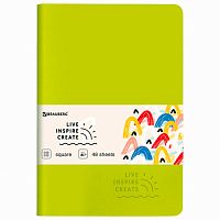 Тетрадь 48 л. в клетку обложка кожзам SoftTouch, сшивка, A5 (147х210мм), САЛАТОВЫЙ, BRAUBERG RAINBOW, 403878 | код 403878 | BRAUBERG