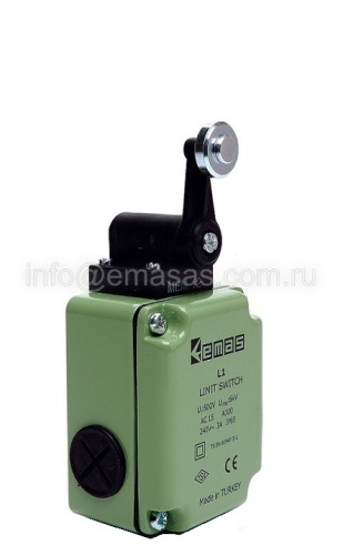 L1K13MEM121 Выключатель концевой быстрого переключения угловой 2-х направленный с пластмассовой консолью и металлическим роликом Ф18мм (1НО+1НЗ) | код L1K13MEM121 | EMAS L1K13MEM121 Выключатель концевой быстрого переключения угловой 2-х направленный с пластмассовой консолью и металлическим роликом Ф18мм (1НО+1НЗ) | код L1K13MEM121 | EMAS