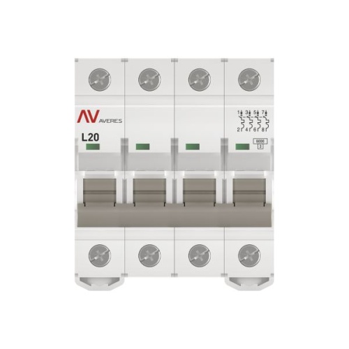 Выключатель автоматический AV-6 4P 20A (L) 6kA EKF AVERES | код mcb6-4-20L-av | EKF фото 4