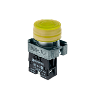 Кнопка в кожухе, желтая, 1NO, мет. MTB2-BPZ115 | код 58163 | MEYERTEC