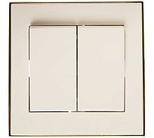 Выключатель RAIN двойной белый с боковой вставкой золото | код 703-0226-101 | Lezard