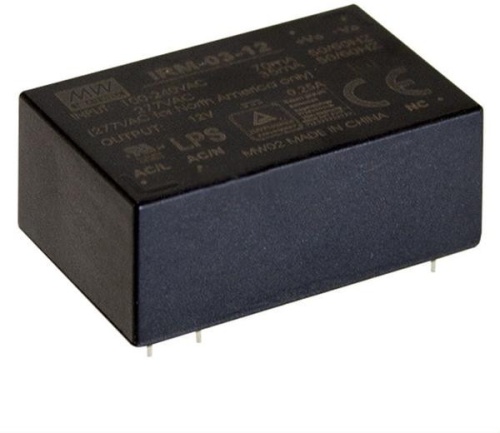 Источник питания AC-DC,3Вт, вход 85…305В AC 47...440 Гц, 120...370B DC, выход 3.3В/900мА, изоляция 3000В AC, в корпусе на плату 37х24х16мм, -30...+85C, поверхностный монтаж | код IRM-03-3.3S | MeanWell Источник питания AC-DC,3Вт, вход 85…305В AC 47...440 Гц, 120...370B DC, выход 3.3В/900мА, изоляция 3000В AC, в корпусе на плату 37х24х16мм, -30...+85C, поверхностный монтаж | код IRM-03-3.3S | MeanWell