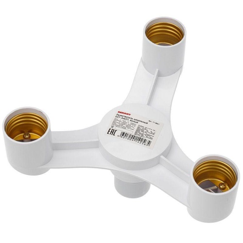 Разветвитель цокольный E27-3хE27 бел. | код 11-8861 | Rexant Разветвитель цокольный E27-3хE27 бел. | код 11-8861 | Rexant