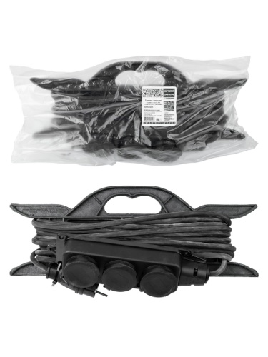 Удлинитель-шнур силовой на рамке, каучук, КГ, IP44, 3 гнезда с/з, 3500 Вт, 10 м Народный | код SQ1307-0233 | TDM НАРОДНЫЙ