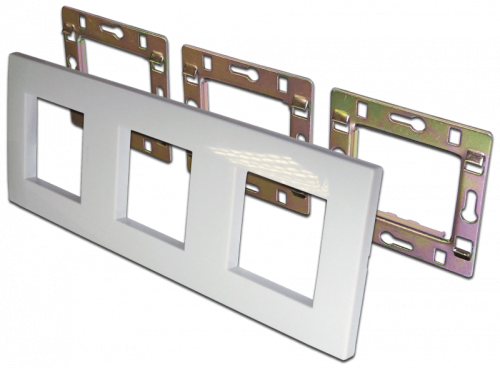 Рамка 3-постовая 45х45, с суппортами, белая | код LAN-FRS45X45/3-WH | LANMASTER Рамка 3-постовая 45х45, с суппортами, белая | код LAN-FRS45X45/3-WH | LANMASTER