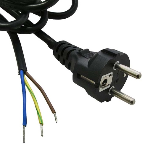 Шнур сетевой с прямой вилкой CEE7/7 неоконцованный RUICHI SCZ, 1.8 м, 3х0.75 мм2 | код 80344 | Ruichi