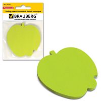 Блок самоклеящийся (стикер) фигурный BRAUBERG, НЕОНОВЫЙ Яблоко, 50 листов, зеленый, европодвес, 122709 | код 122709 | BRAUBERG