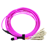 Сборка кабельная MPO-12LC, 12 волокон OM4, низкие потери, LSZH, 5 м, розовая | код LAN-12M-12LC/OM4-5.0 | LANMASTER