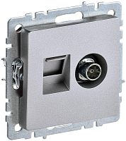 BRITE Розетка двойная TV+RJ45 кат.5E РТВ/РК12-БрА алюминий | код BR-AK20-1-K47 | IEK