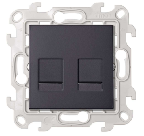 Розетка 2хRJ45 кат 5е UTP, графит | код 2450593-038 | Simon