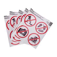 Наклейки запрещающие знаки «Набор наклеек 4 шт. мини- d 9 см» с хедером, 200х200 мм REXANT | код 56-0040-10 | REXANT