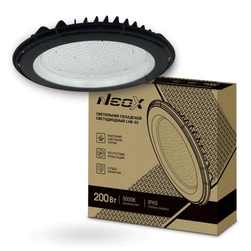 Светильник светодиодный складской LHB-02 200Вт 120гр 230В 5000К 21000лм 105лм/Вт IP65 без пульсации | код 4690612042640 | NEOX Светильник светодиодный складской LHB-02 200Вт 120гр 230В 5000К 21000лм 105лм/Вт IP65 без пульсации | код 4690612042640 | NEOX
