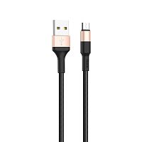 Кабель USB 2.0 hoco X26, AM/microBM, черно-золотой, 1м | код 6957531080213 | Hoco