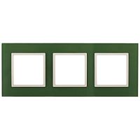 Рамка на 3 поста, стекло, Эра Elegance, зелёный+сл.кость, 14-5103-27 | код Б0034517 | ЭРА