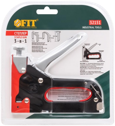 Степлер для широких скоб 3-в-1 "тип 140" 4-14мм "тип 28" "тип 300" с регулир. удара метал. корпус FIT 32151 фото 3