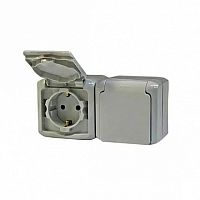 Розетка двухместная QUTEO, открытый монтаж, с заземлением, с крышкой, со шторками, серый | код. 782353 | Legrand