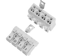 923-4PEC Клемма пружинная с кнопкой и заземл.пластиной (медь) КСП 4-полюсная, сеч.2.5мм2, бел., шт | код 923-4PEC | SILAT