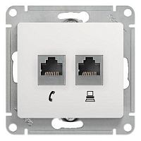 Розетка 2xRJ11+RJ45 Cat.5 GLOSSA, белый | код. GSL000185 | Schneider Electric