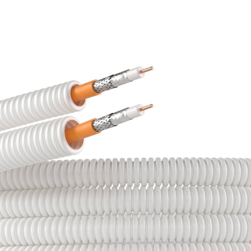 Элетротруба из ПЛЛ не содержит галогенов, гибкая гофрированная д. 20 мм, цвет белый, с коаксиальным кабелем SAT нг(А)-HF, 50 м | код 8VE82050HF | DKC Элетротруба из ПЛЛ не содержит галогенов, гибкая гофрированная д. 20 мм, цвет белый, с коаксиальным кабелем SAT нг(А)-HF, 50 м | код 8VE82050HF | DKC