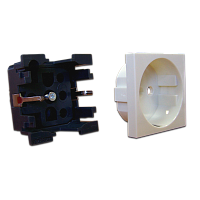 Лицевая панель электрической розетки Mosaic 45x45, нем. ст., 2K+3, со шторками, белая | код NM-EL45x45/T-WH | NEWMAX