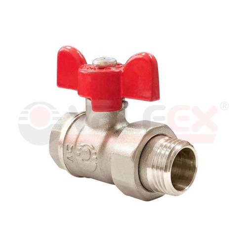 Кран шаровой латунный OPTIMA ВР/НР с американкой никел. покрытием ручка-бабочка 3/4дюйм (68/17) | код VF.227.NLB1.034 | VALFEX Кран шаровой латунный OPTIMA ВР/НР с американкой никел. покрытием ручка-бабочка 3/4дюйм (68/17) | код VF.227.NLB1.034 | VALFEX