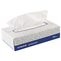 Салфетки косметические 100 шт., LAIMA/ЛАЙМА, 2-х слойные, 20х20 см, в картонном боксе, белые | код 126909 | LAIMA