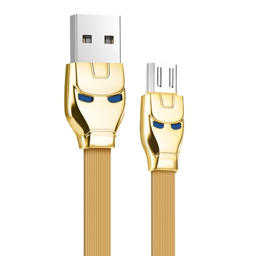 Кабель USB 2.0 в форме стального человека с подсветкой HOCO U14 AM/MicroBm, золотой, 1.2м | код 6957531049449 | Hoco