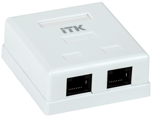 ITK Настенная информационная розетка RJ-45 кат.6 2-порта | код CS2-1C6U-22 | IEK ITK Настенная информационная розетка RJ-45 кат.6 2-порта | код CS2-1C6U-22 | IEK